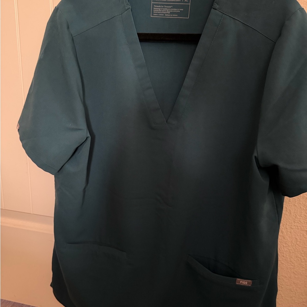 Figs Technical Collection Teal Scrub Top